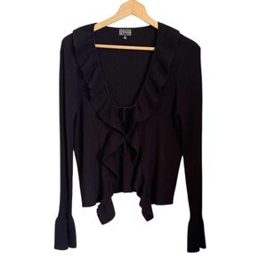 Major Label Group Y2K Black Knit Ruffled Tie-front Whimsygoth Cardigan size XL